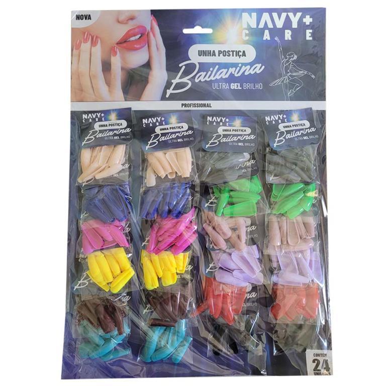 UNHA POSTIÇA BAILARINA ULTRA GEL BRILHO COLORIDA 24UN