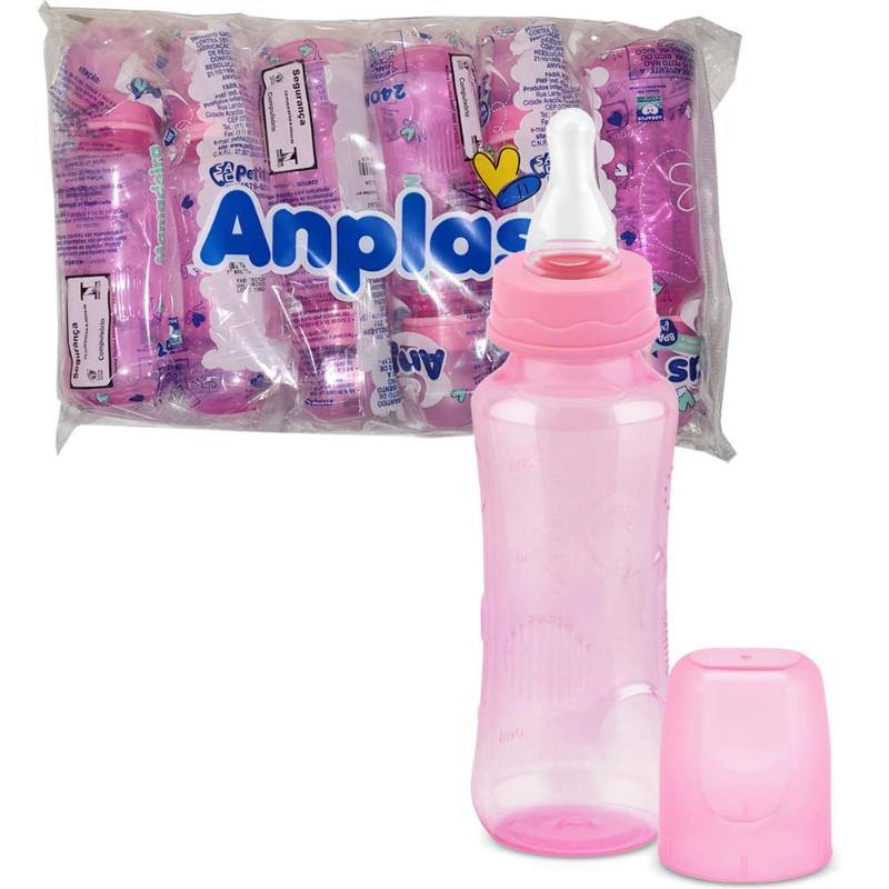 MAMADEIRA ROSA C/ DESENHO 240ML 6UN