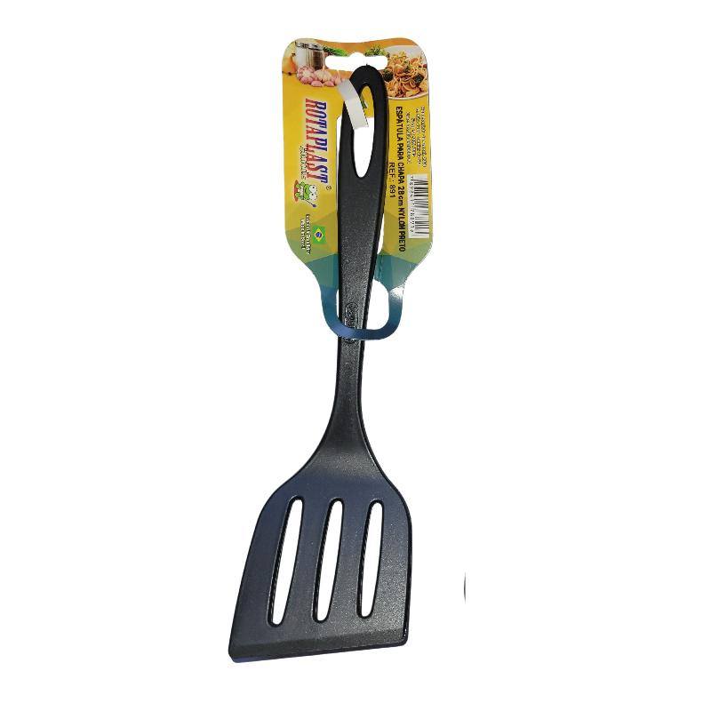 ESPATULA VAZADA DE NYLON PRETO 28CM