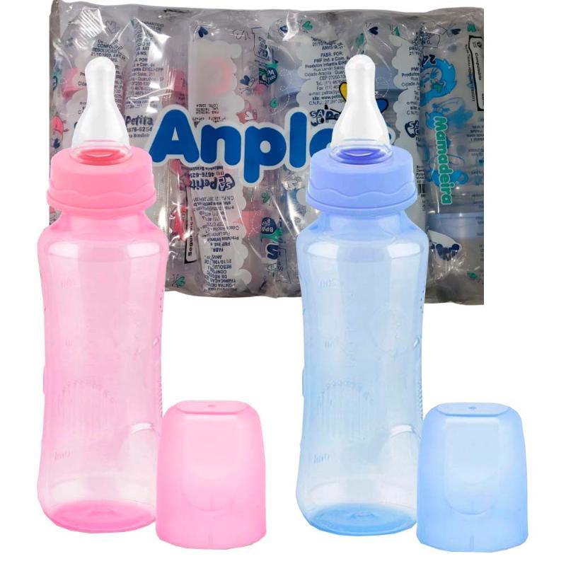 MAMADEIRA AZUL E ROSA C/ DESENHO 240ML 6UN