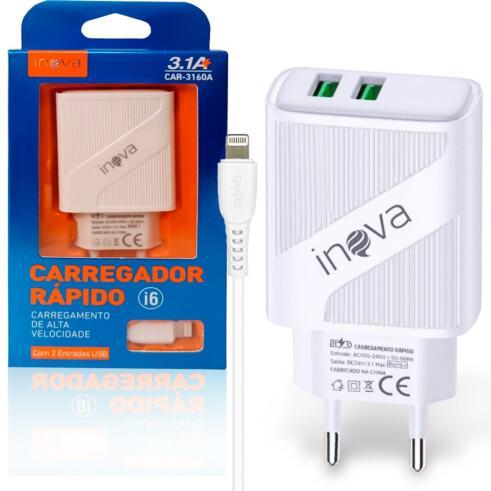CARREGADOR INOVA LIGHTNING IPHONE 3.1A CAR-3160A