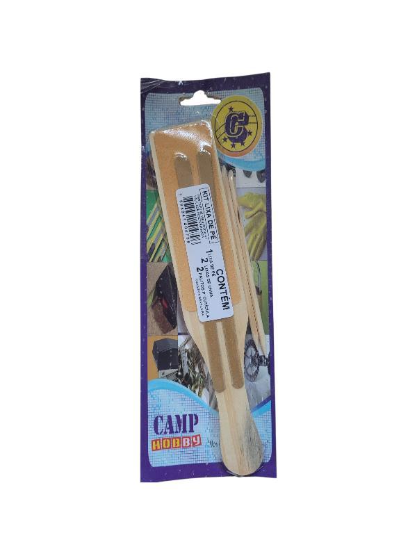 KIT MANICURE LIXA DE PÉ MADEIRA+2´PALITOS+2 LIXAS MÃO